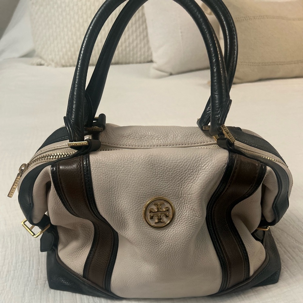 Tory Burch Cream and Black Satchel Bag